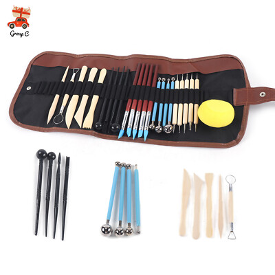 24Pcs/kit Sculpting Tools with Pouch for Polymer Clay Pottery Ceramic Art Craft-image