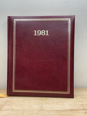 1981 Leather Bound Calendar Appointments Planner Event Book Agenda-image