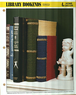 NEW LIBRARY BOOKENDS HOME DECOR ANNIE'S PLASTIC CANVAS PATTERN INSTRUCTIONS-image