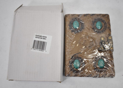 Fantasy Gifts Embossed Leather Bound Turquoise Green Stone Locking Journal-image