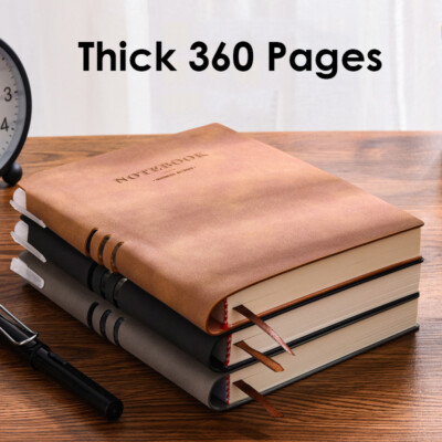Thick PU Leather Office Journal A5 Notebook Lined Paper Writing Diary 360 Pages-image
