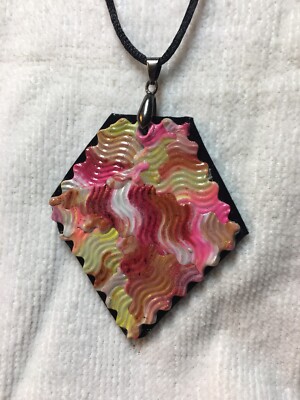 Polymer Clay Textured Pinks and Pearly Colors Pendant 23