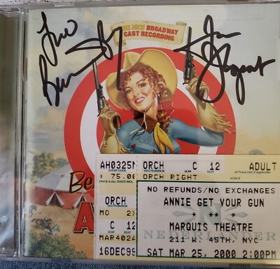 Annie Get Your Gun 1999 Broadway Cast Recording Signed Autographed + Ticket D3-image