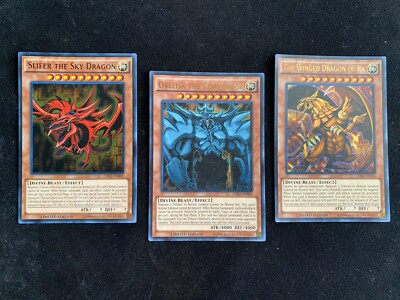 Yu-Gi-Oh! TCG Set of Egyptian God Cards (Obelisk, Ra, Slifer) LDK2-ENS01-3 -NM/M-image