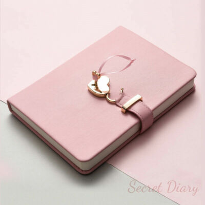 A5 PU Leather Pink Cute Journal Notebook Lined Paper Diary Gift Heart Lock-image