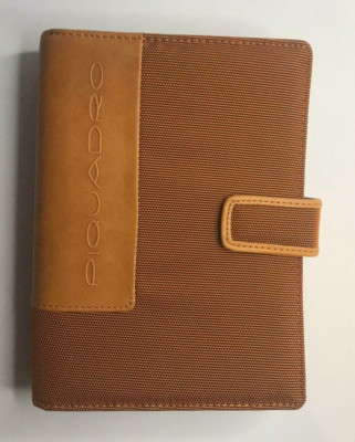 Piquadro Leather Agenda Planner Organizer Cover Orange / Green Medium Italy-image