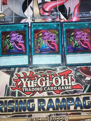 3x Pot Of Desires Ultra Rare  CT14-EN004 / RA01-EN056 Yugioh Playset-image