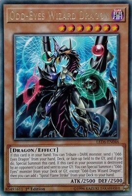 LED6-EN046 ODD-EYES WIZARD DRAGON RARE 1ST EDITION YuGiOh CARD-image