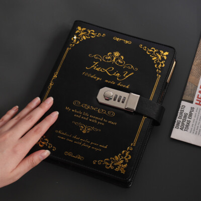 PU Leather Vintage Journal A5 Notebook Lined Paper Writing Diary With Lock-image