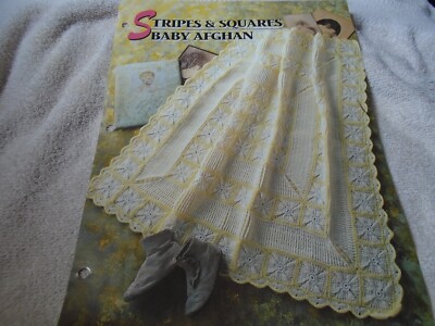 Annie's Stripes & Squares Baby Afghan Crochet Pattern Leaflet Quilt Afghan Club-image