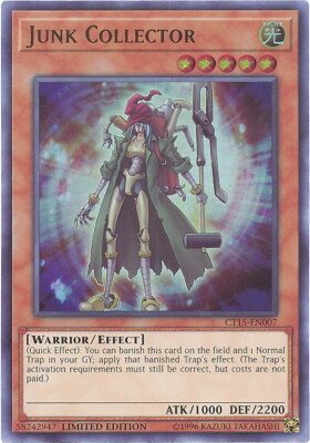 3 x Yu-Gi-Oh Card - CT15-EN007 - JUNK COLLECTOR (ultra rare holo) - NM/Mint-image