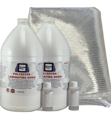 Polyester Resin 2 Gal with 1708x50x10 Yard Biaxial Cloth Boats, Auto, RV, Canoe-image