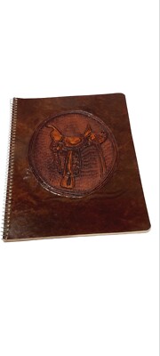 TEXAS LONGHORNS EMBOSSED Notebook PEN-TAB Western Brown Leather Ingraved Saddle-image