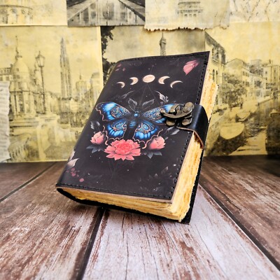 Butterfly Personalized Gift for her Leather Journal Wedding Sketchbook 200 pages-image