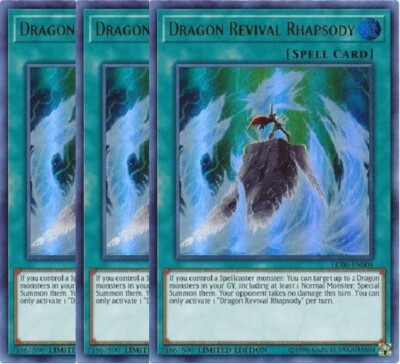 Yugioh Dragon Revival Rhapsody x 3 - Limited Edition Ultra Rare NM - Free Holo-image