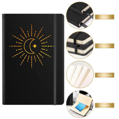 Hard Cover PU Leather Journal A5 Notebook Dotted Paper Writing Diary 192 Pages-image