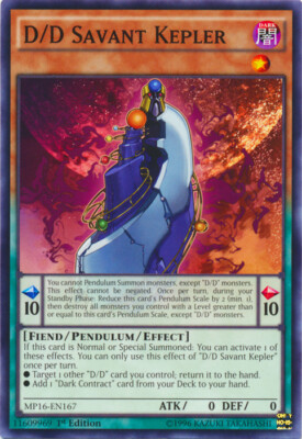 Yugioh! LP D/D Savant Kepler - MP16-EN167 - Common - 1st Edition Lightly Played,-image