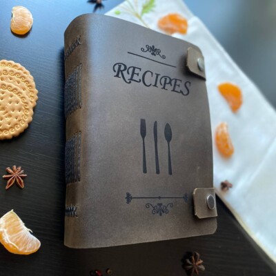 Notebook, Recipe Book, leather bound 320 pages, gift for mother and grandmother-image