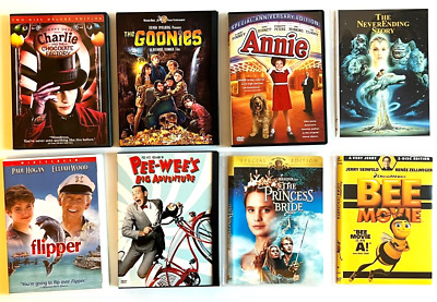 LOT Of 8 DVD Movies KIDS Family Fun GOONIES Flipper ANNIE Princess Bride BEE-image