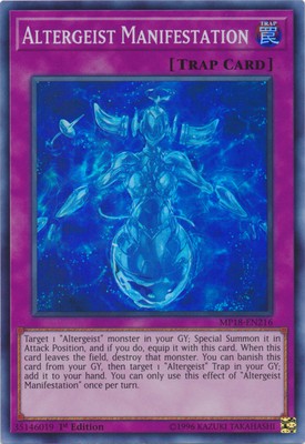 1 x Altergeist Manifestation - MP18-EN216 - Super Rare - 1st Edition Near Mint, -image
