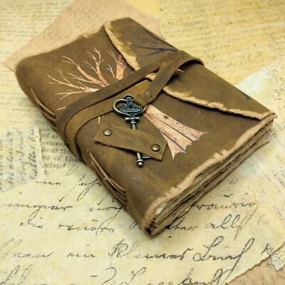 Leather Journal Tree Embossed Brown Journal Vintage Notebook, sketchbook, Dairy.-image