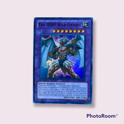 Yugioh! TCG Evil HERO Wild Cyclone LCGX-EN070 Super Rare 1st Edition NM Holo-image