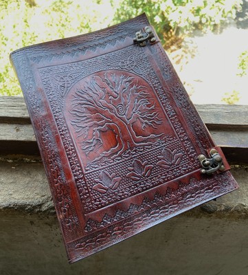 Leather 2 Ring Binder Grimoire leather binder Cover Notebook Large 7x10 Folder-image