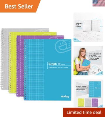 Stylish Quad Ruled Spiral Notebooks - 10.5x8 in, 100 Sheets, Moisture Resistant-image