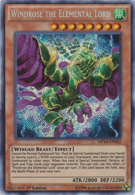 Windrose the Elemental Lord - MP14-EN022 - Secret Rare - 1st Edition - Lightly P-image