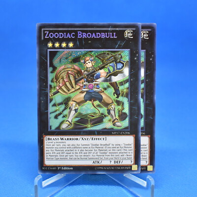 Yu-Gi-Oh! 2x Zoodiac Broadbull [MP17-EN206] Secret Rare 1st Ed NM-image