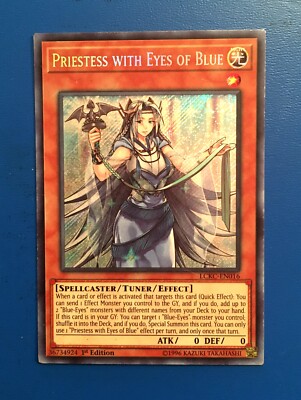 Yugioh Priestess with Eyes of Blue LCKC EN-016 Secret Rare 1st Edition LP-NM-image