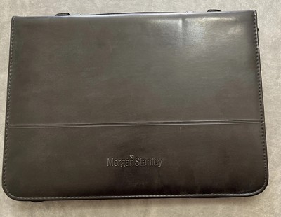 Vintage Leed’s 3-Ring Black Business Leather Portfolio Folder W/Pad Zip Around-image