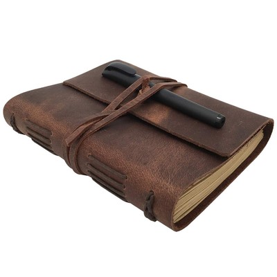 Leather Journal Lined Notebook Handmade Genuine Leather Bound Daily A5 Notepa...-image