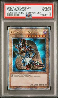 PSA 10 2023 YuGiOh DARK MAGICIAN Quarter Century Rare ATTRIBUTE Error LC01-EN005-image
