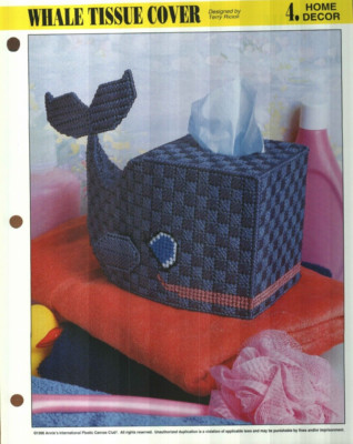 NEW WHALE TISSUE COVER HOME DECOR ANNIE'S PLASTIC CANVAS PATTERN INSTRUCTIONS-image