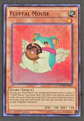 Yugioh TCG - Fluffal Mouse - MP16-EN056 - NM - 1st Ed - Super Rare Monster, 2016-image
