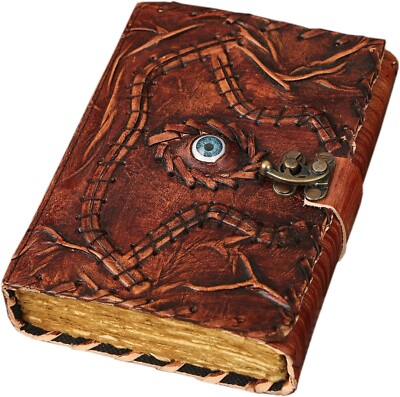 Hocus Pocus Book of Spells Shadows Leather Journal Prop Halloween Celtic Decor-image
