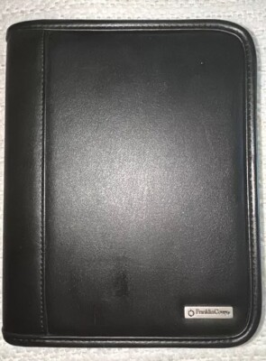 Vtg Franklin Covey Compact System 6 Ring Binder Black NWOT Undated Inserts-image