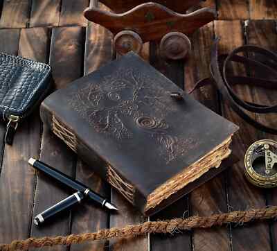Blank spell book of shadows leather journal, goddess journal, witch journal.-image