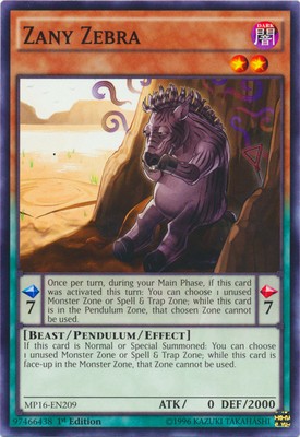 Zany Zebra - MP16-EN209 - Common - 1st Edition Near Mint 2016 Mega Tin Singles-image