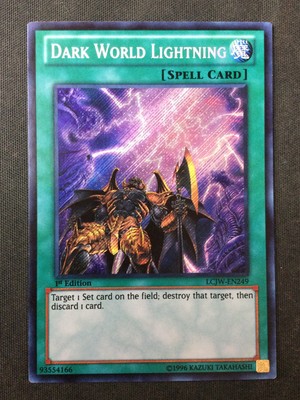 Yu-Gi-Oh #LCJW-EN249 Dark World Lightning 1st Edition Secret Rare MP (Crease)-image
