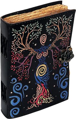 Handmade mother of earth deckle edge paper leather journal writing 7x5 inch -image