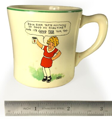 Vintage Little Orphan Annie Ovaltine Child's Mug w/ Dog Sandy (Circa !930's)-image
