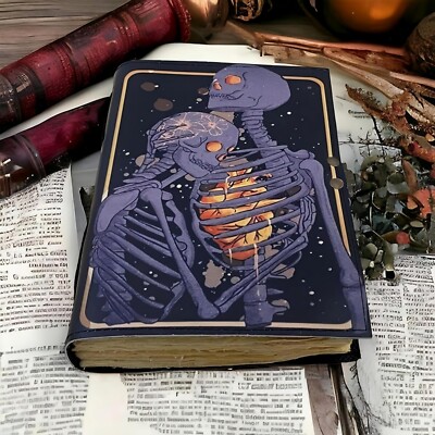 Handmade leather journal blank spell book of shadows junk journal witchcraft-image