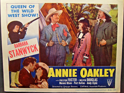 BARBARA STANWYCK: (ANNIE OAKLEY) ORIG,VINTAGE MOVIE LOBBY CARD (CLASSIC)-image