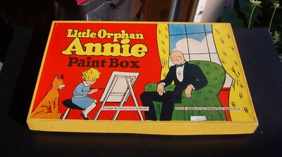 VINTAGE 1934 LITTLE ORPHAN ANNIE PAINT BOX MILTON BRADLEY  nice-image