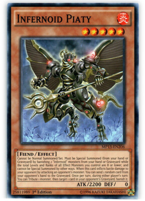 Yugioh! LP Infernoid Piaty - MP15-EN206 - Common - 1st Edition Lightly Played, E-image