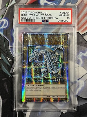 YuGiOh! Blue-Eyes White Dragon - LC01-EN004 - QCR -  Attribute Error - PSA 10-image