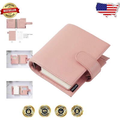 Pebbled Dusty Rose Planner - 30mm Rings with Multiple Card Slots & Compartment-image