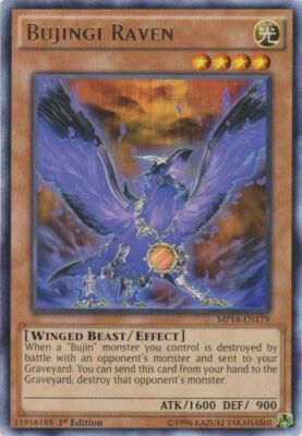 Yugioh! MP Bujingi Raven - MP14-EN179 - Rare - 1st Edition Moderately Played, En-image